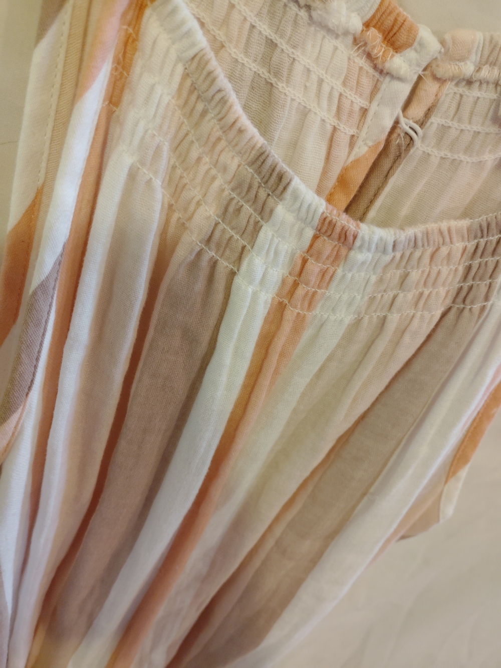 Midi Smocked Neckline Dress in Peach Stripe